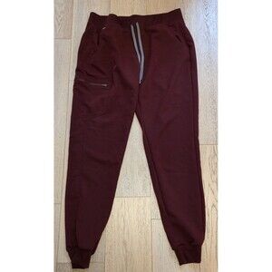 FIGS Zamora Jogger Scrub Pants Burgundy Womens Large/Tall Stretch Medical Nurse
